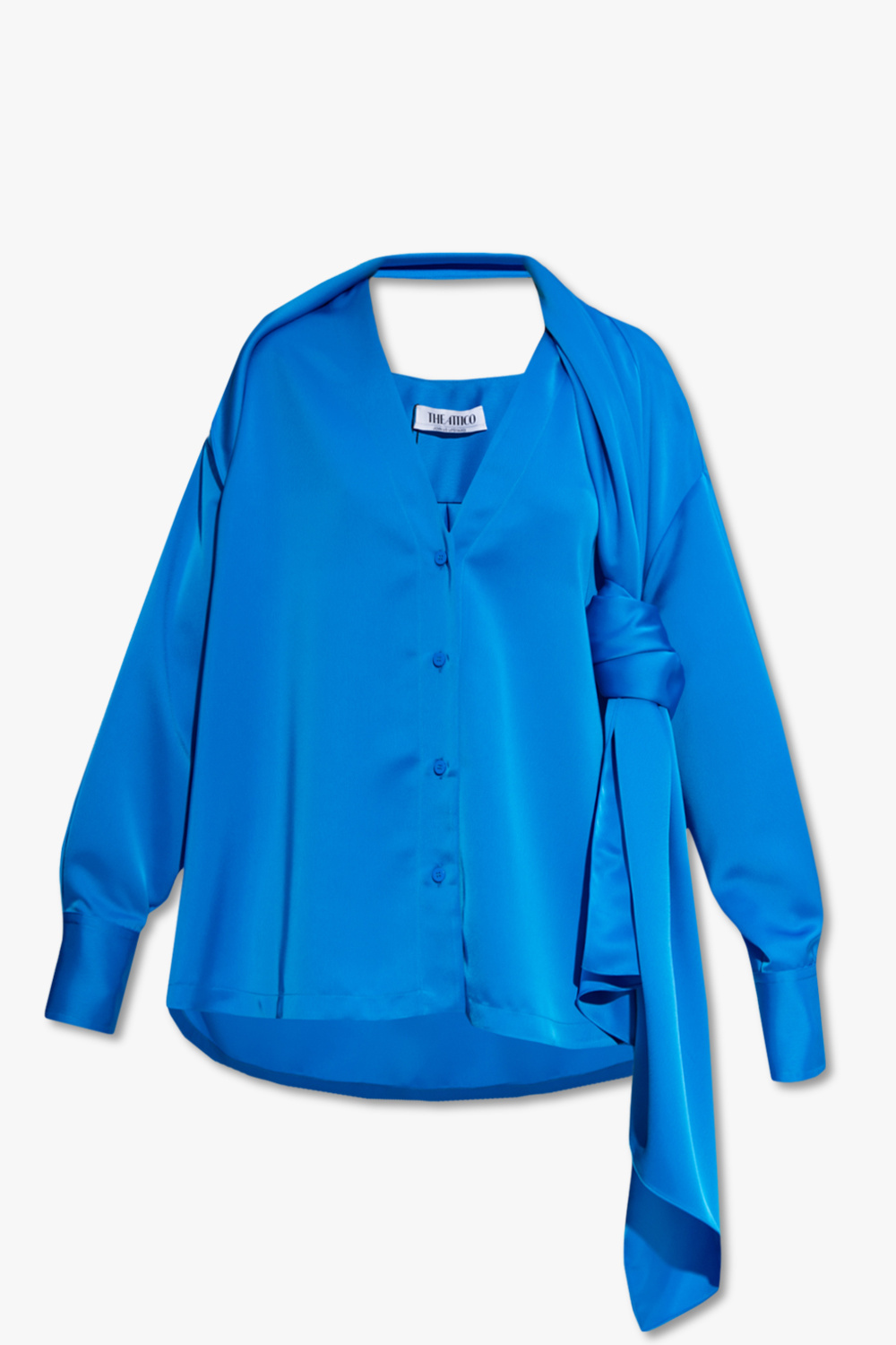 Tシャツ・カットソー THE ATTICO SS23 BONNIE SHIRT (231WCH08_V054020) Blue 'Bonnie' oversize satin shirt The Attico - shirt two